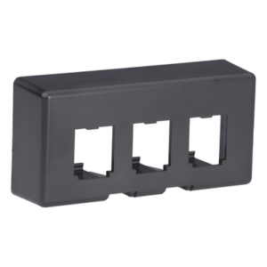 Placa de Mobiliario Modular | 3 Puertos Mini-Com | ABS de Alta Resistencia | 3.5' x 1.7' x 1.17' (88.9 x 43.18 x 29.71 mm) | Negro