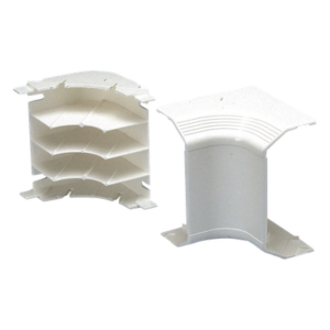 Esquinero Interior para Canaleta | PVC Rígido | Doble Cara | Radio de Curvatura 1 in | UL94V-0 | Blanco Mate