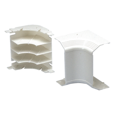 Esquinero Interior para Canaleta | PVC Rígido | Doble Cara | Radio de Curvatura 1 in | UL94V-0 | Blanco Mate