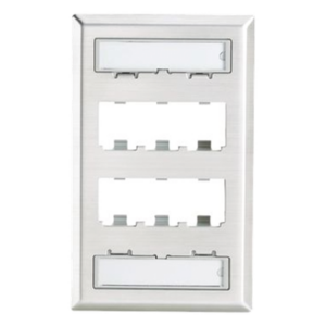 Placa de Pared Vertical | 6 Puertos Mini-Com | Acero Inoxidable Grado 304 | 69.8 x 114.3 mm | 2.75 x 4.5 in