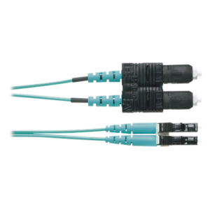 Jumper de Fibra Óptica | Multimodo OM3 50|125 | LC-SC Dúplex | OFNR Riser | Aqua | 1 m (3.28 ft)