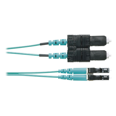 Jumper de Fibra Óptica | Multimodo OM3 50|125 | LC-SC Dúplex | OFNR Riser | Aqua | 1 m (3.28 ft)
