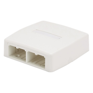 Caja de Montaje en Superficie | 4 Puertos Mini-Com | ABS | Blanco Mate | 3.75 x 1.18 x 3.70 pulg