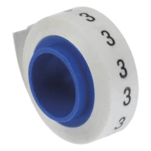 Rollo de Etiquetas Marcadoras | Pre-Impresas Número 3 | Poliéster Blanco | 2.4 m (7.87 pies)
