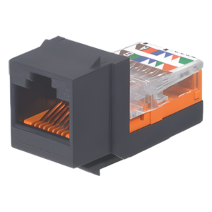 Conector Jack Keystone | Cat 5e | RJ45 | 8P8C | Leadframe | T568A|B | Sin Blindaje | 1 Puerto | Negro