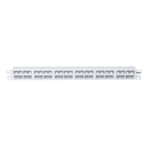Panel de Parcheo Modular Mini-Com (Sin Conectores), Plano, Sin Blindaje, Alta Densidad, de 48 Puertos, Color Blanco, 1 UR