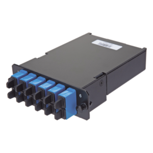 Placa Acopladora de Fibra Óptica FAP, Con 12 Pigtails y 6 Conectores LC Duplex (12 Fibras), Para Fibra Monomodo OS1|OS2, Color Azul