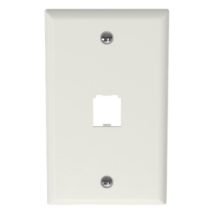 Placa de Pared Vertical | 1 Puerto Mini-Com | Diseño Plano | 2.75 x 4.5 pulg. | Blanco Mate