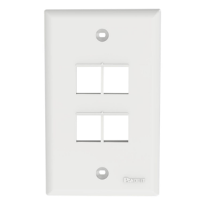 Placa de Pared Vertical | 4 Puertos Keystone | Montaje Vertical | 69.8 x 114.3 mm | 2.75 x 4.5 pulg. | ABS | Blanco