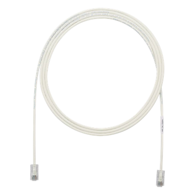Cable de Parcheo UTP Cat6A, CM|LSZH, Diámetro Reducido (28AWG), Color Blanco Mate, 2.13 Metros (7 Pies)