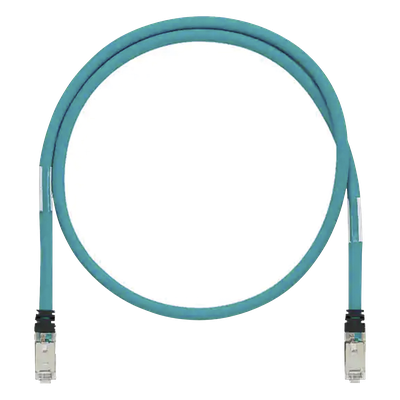 Patch Cord Cat6A de Grado Industrial 600V, Blindado SF|UTP, Calibre 26 AWG, Color Aqua, 5 Metros (16.40 Pies)