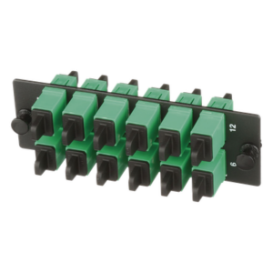 Placa Acopladora de Fibra Optica FAP, Con 12 Conectores SC|APC (12 Fibras), Para Fibra Monomodo OS1|OS2, Color Verde