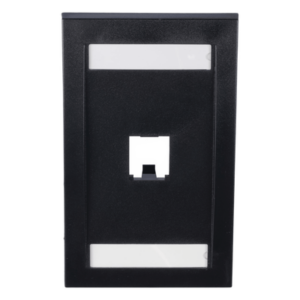 Placa de Pared Vertical | 1 Puerto Mini-Com | Espacio para Etiquetas | ABS Negro