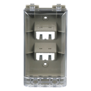 Placa de Pared Vertical | IP56 | 4 Puertos Mini-Com | Policarbonato | 5.69 x 3.07 x 2.19 in