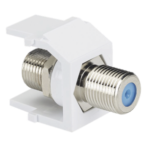 Módulo Acoplador Coaxial Tipo F | Keystone | 75 Ohms | 3.0 GHz | 29.6x16.7x21.8 mm | 1.17x0.66x0.86 ft