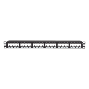 Panel de Parcheo Modular | 24 Puertos | 1UR | Montaje al Ras | 19" o 23" | Sin Blindaje | CRS y ABS
