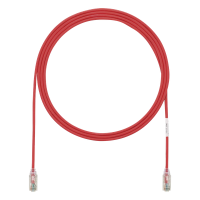 Cable de Parcheo TX6, UTP Cat6, Diámetro Reducido (28AWG), Color Rojo, 2.13 Metros (7 Pies)