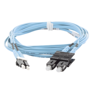 Jumper de Fibra Óptica Multimodo | OM3 50|125 µm | LC-SC Duplex | OFNR Riser | 3 m (9.84 ft) | Color Aqua