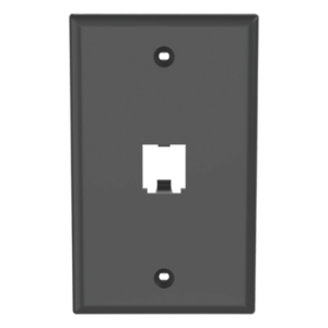 Placa de Pared Vertical | 1 Puerto | Mini-Com | Diseño Plano | ABS | 2.75 x 4.5 in | Negro