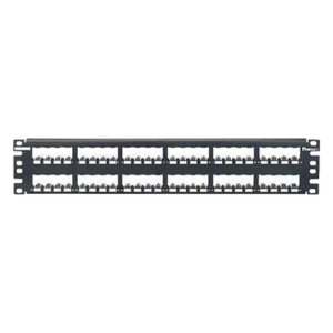 Panel de Parcheo Modular Mini-Com (Sin Conectores), Plano, Totalmente Blindado, de 48 Puertos, 2UR