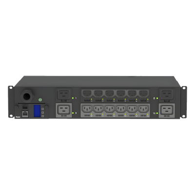 PDU Monitoreable y Switchable (MS) para Distribución de Energía, Enchufe de Entrada NEMA L6-30P, Con 12 Salidas C13 y 4 Salidas C19, Horizontal 19in, 208 Vca, 30 Amp, 2UR