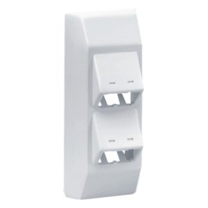 Soporte de 4 Puertos Mini-Com | Bisagras a Presión | Para Canaleta T45 | PVC Rígido | UL94V-0 | Blanco Mate