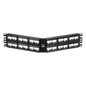 Panel de Parcheo Modular Mini-Com (Sin Conectores), Angulado, Sin Blindaje, Con Etiqueta y Cubierta, de 48 Puertos, 2UR