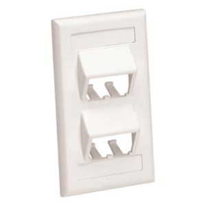 Placa de Pared Vertical | 4 Puertos Mini-Com Inclinados | Con Espacios para Etiquetas | Blanco Mate