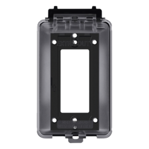 Caja Protectora de Contactos para Exterior | Policarbonato de Alto Impacto | Protección NEMA 3R | 127V 15A 60Hz | Tapa Transparente Base Negra | Resistente a Intemperie UV