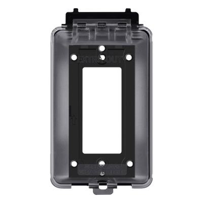 Caja Protectora de Contactos para Exterior | Policarbonato de Alto Impacto | Protección NEMA 3R | 127V 15A 60Hz | Tapa Transparente Base Negra | Resistente a Intemperie UV
