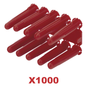 Taquete de 1|4 plástico paquete de 1000 piezas para fijar objetos con tornillo en muros y techos de concreto o superficies sólidas, compatible con tornillo TH10X de 10 x 1 1|2" (1103-14000)