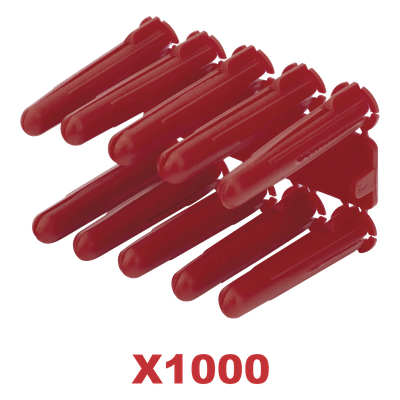 Taquete de 1|4 plástico paquete de 1000 piezas para fijar objetos con tornillo en muros y techos de concreto o superficies sólidas, compatible con tornillo TH10X de 10 x 1 1|2" (1103-14000)