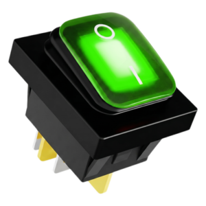 Interruptor tipo Switch con Led Color Verde | IP65 | Diseño Industrial | NO, COM, NC | Terminales tipo F1