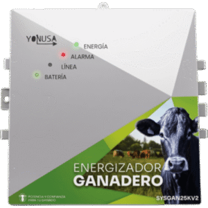 Energizador Ganadero | 10,000 Volts | 0.2 a 5.0 Joules Ajustable | 25 km Lineales | Alimentación 90-260 Vca y 12 Vcd | Panel Solar | NEMA 2