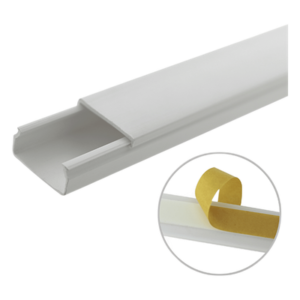 Canaleta de PVC | 20 x 10 mm | 1.83 m (6 ft) | Sin División | Autoextinguible | Adhesiva | Anti-UV