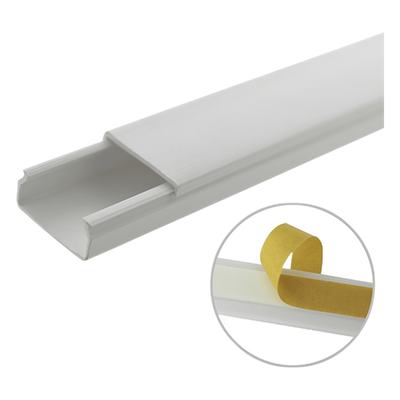 Canaleta de PVC | 20 x 10 mm | 1.83 m (6 ft) | Sin División | Autoextinguible | Adhesiva | Anti-UV