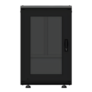 Gabinete Rack 19 Pulgadas | 18U | Piso | Puerta Cristal Templado | Acero Cal. 16-18-20 | 750 kg (1653.5 lb) | 60x93x46 cm (23.6x36.6x18.1 in)