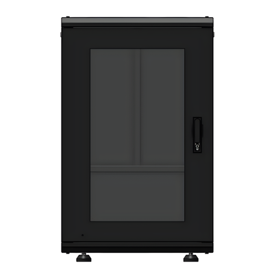 Gabinete Rack 19 Pulgadas | 18U | Piso | Puerta Cristal Templado | Acero Cal. 16-18-20 | 750 kg (1653.5 lb) | 60x93x46 cm (23.6x36.6x18.1 in)