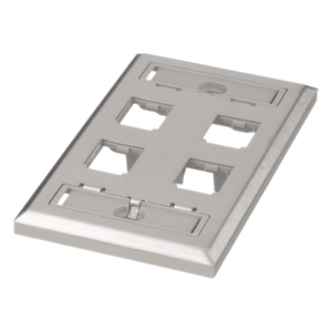 Placa de Pared Vertical | Acero Inoxidable Grado 304 | 4 Puertos Mini-Com | 69.8 x 114.3 mm | 2.75 x 4.5 pulg.