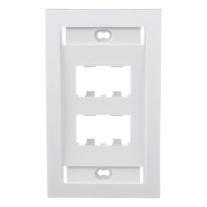 Placa de Pared Vertical | 4 Puertos Mini-Com | 69.8 x 114.3 mm | 2.75 x 4.5 in | Con Espacio para Etiquetas | Blanco