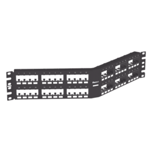 Panel de Parcheo Modular Mini-Com (Sin Conectores), Angulado Instalación la Ras, Sin Blindaje, de 48 Puertos, 2UR