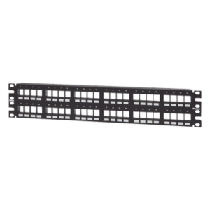 Panel de Parcheo Modular Keystone | 48 Puertos | 2UR | 19" | Numerado | Plano Negro