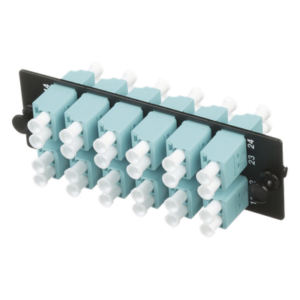 Placa Acopladora de Fibra Óptica FAP, con 12 Conectores LC Duplex (24 Fibras), para Fibra Multimodo OM3|OM4, Color Aqua