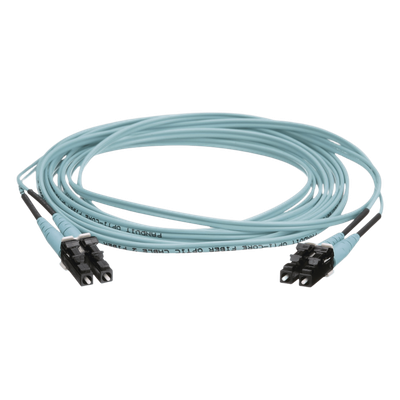 Jumper de Fibra Optica Multimodo 50|125 OM4, LC-LC Duplex, OFNR (Riser), Color Aqua, 20 Metros (65.62 Pies)