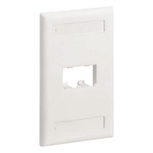 Placa de Pared Vertical | 2 Puertos Mini-Com | Diseño Plano | Espacios para Etiquetas | 2.75 x 4.5 pulgadas | Blanco Mate