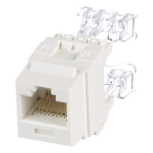 Jack Keystone | Cat 6 Clase E | Terminación 110 | RJ45 | 1 Puerto | Blanco Mate