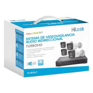 [Dual Light] Kit TurboHD 3K (5 Megapixel Lite) | DVR 4 Canales | 4 Cámaras bala Dual Light | Audio bidireccional | Accesorios de Interconexión | Fuente de Poder