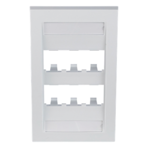 Placa de Pared Vertical Ejecutiva | 6 Puertos Mini-Com | Perfil Elevado | 69.8 x 114.3 mm (2.75 x 4.5 pulg.) | Blanco