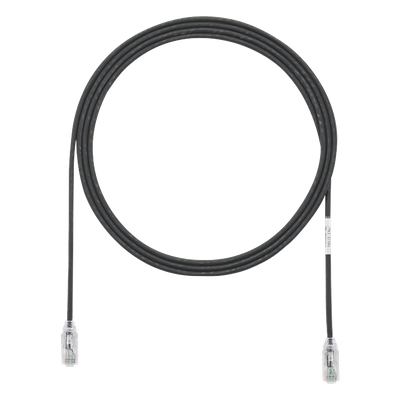 Cable de Parcheo TX6, UTP Cat6, Diámetro Reducido (28AWG), Color Negro, 2.13 Metros (7 Pies)