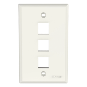 Placa de Pared Vertical | 3 Puertos Keystone | ABS | Blanco Mate | 2.75 x 4.5 pulg.